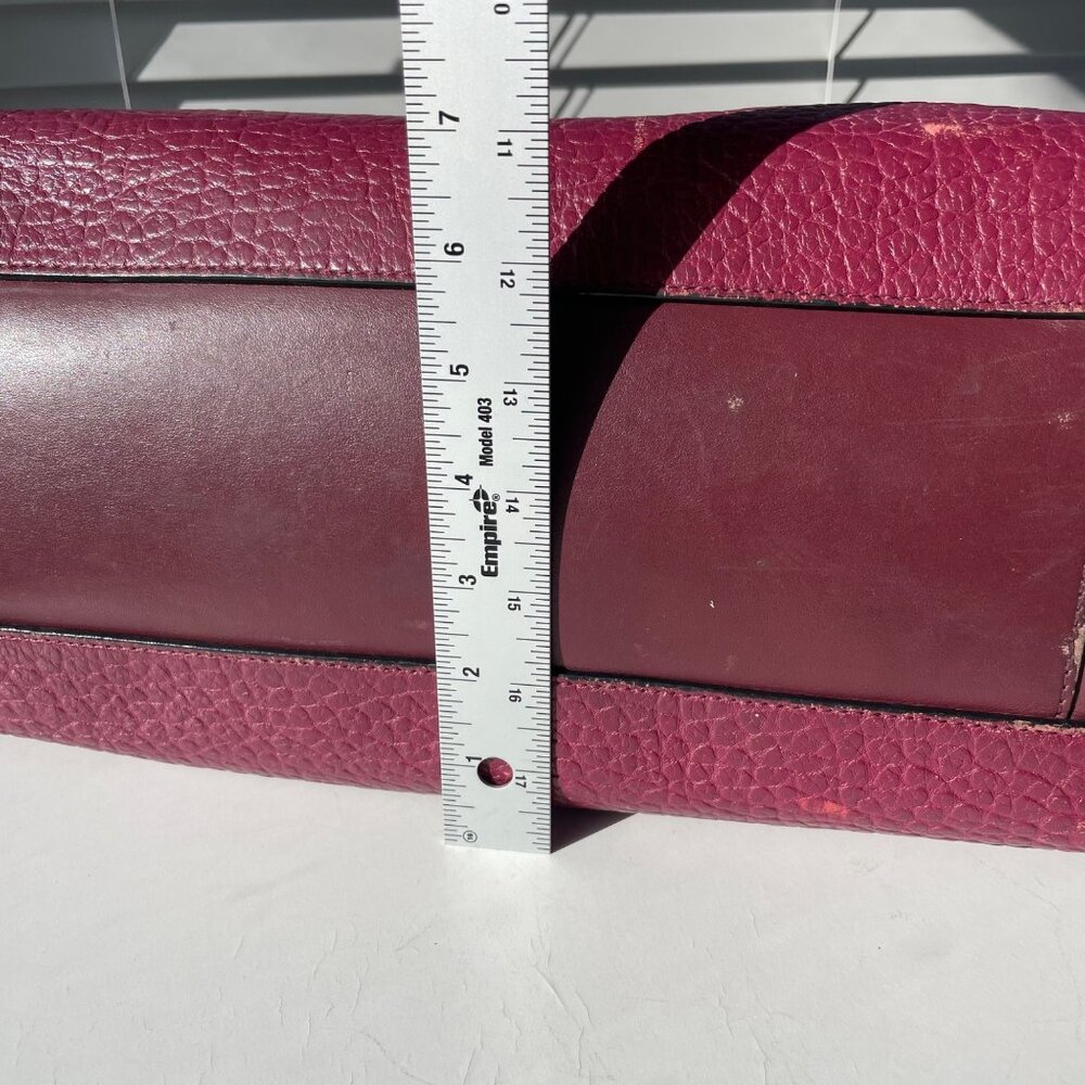 Burberry‎ Heritage Clarborough Tote Grain Smooth Calfskin Damson Magenta Bag - Picture 14 of 16